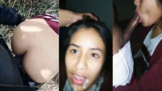 Tontonan Panas Di Luar Ruangan, Cewek Desi Kena Pancuran Sperma Di Muka