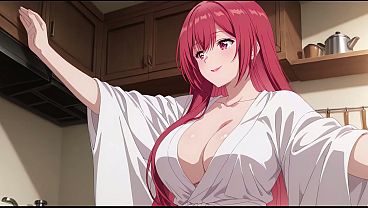 Anak Tiri Pulang Cepet, Lihat Istri Bokap Masak Pake Baju Tipis Seksi. Kureha Enomoto Cosplay Hentai (ai-generated).